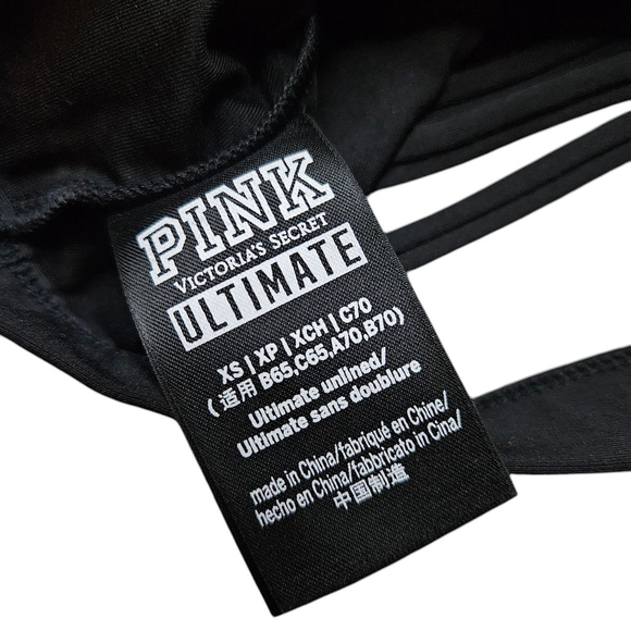 Victoria's Secret PINK XS Black Ultimate Unlined Sports Bra - Picture 3 of 3
